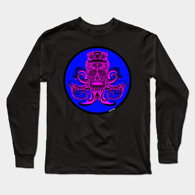 captain octopus in skeleton madness ecopop Long Sleeve T-Shirt by jorge_lebeau